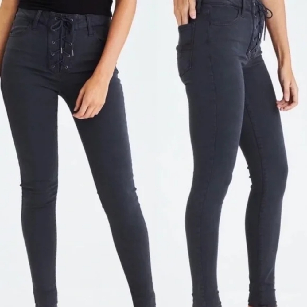 AMERICAN Eagle 360 Next Level Stretch Lace-up Waist Pull-On Jeggings Jeans